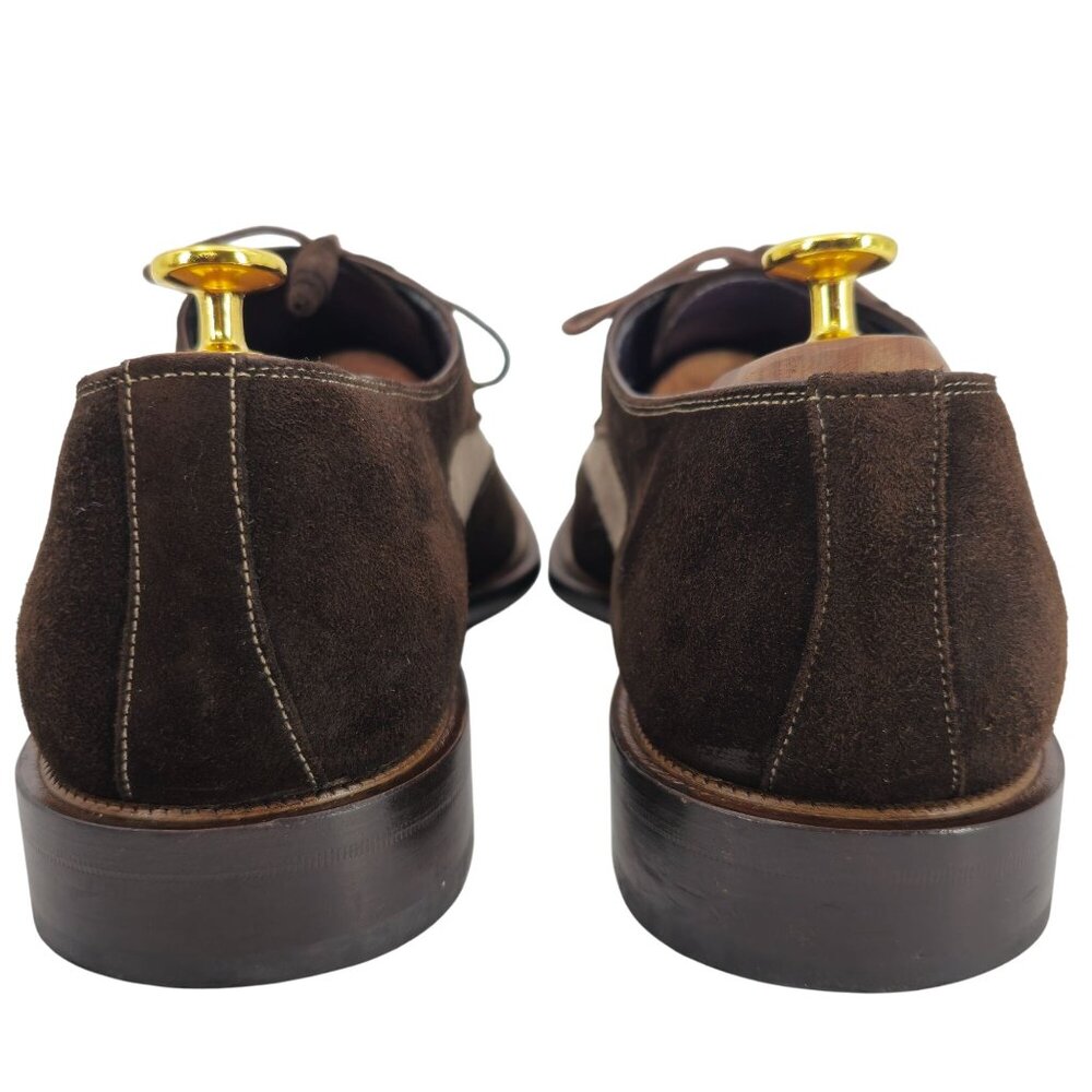 Mezlan Spain Mens size 9.5 Brown Beige Suede Leather Wingtip Oxfords Dress Shoes - Picture 6 of 12